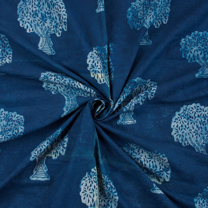 Dress Material Hand Block Indigo Tree Printed Cotton Fabrics