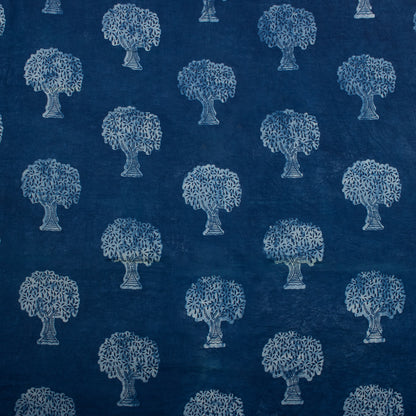 Dress Material Hand Block Indigo Tree Printed Cotton Fabrics