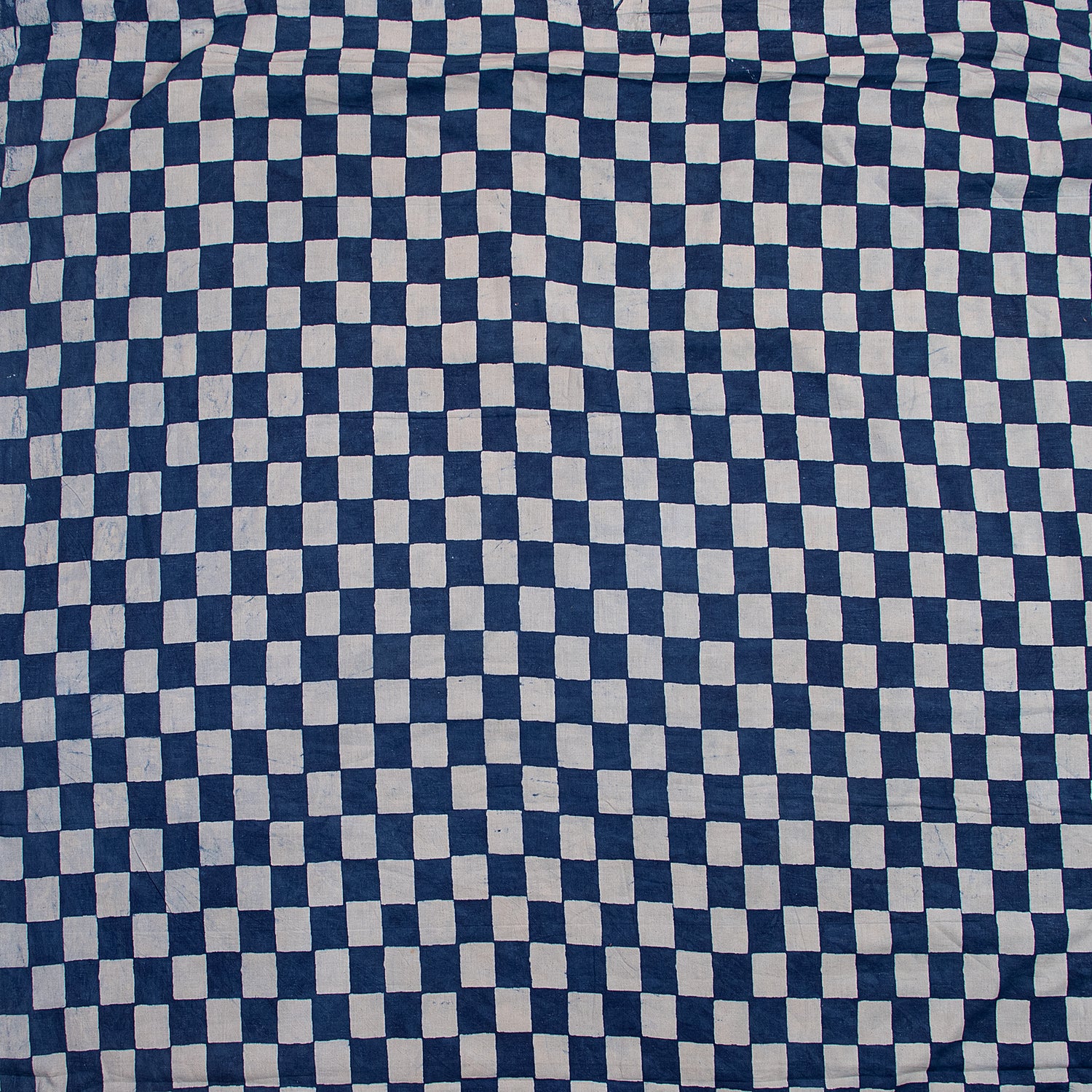 Eco-Friendly Check Printed Indigo Cotton Material Fabric