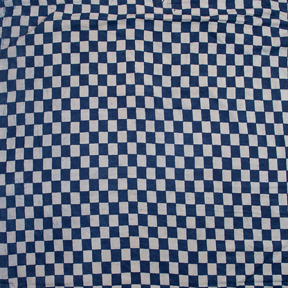 Eco-Friendly Check Printed Indigo Cotton Material Fabric
