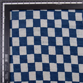 Eco-Friendly Check Printed Indigo Cotton Material Fabric