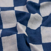 Eco-Friendly Check Printed Indigo Cotton Material Fabric