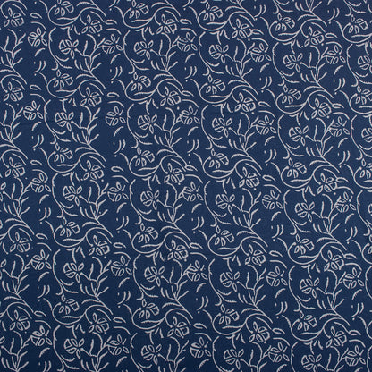 Eco-Friendly Jaal Floral Printed Indigo Cotton Fabric