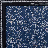 Eco-Friendly Jaal Floral Printed Indigo Cotton Fabric