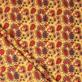 Eco Frendly Yellow Leaf Hand Block Print Cotton Fabric