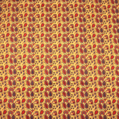 Eco Frendly Yellow Leaf Hand Block Print Cotton Fabric