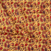 Eco Frendly Yellow Leaf Hand Block Print Cotton Fabric