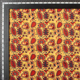 Eco Frendly Yellow Leaf Hand Block Print Cotton Fabric