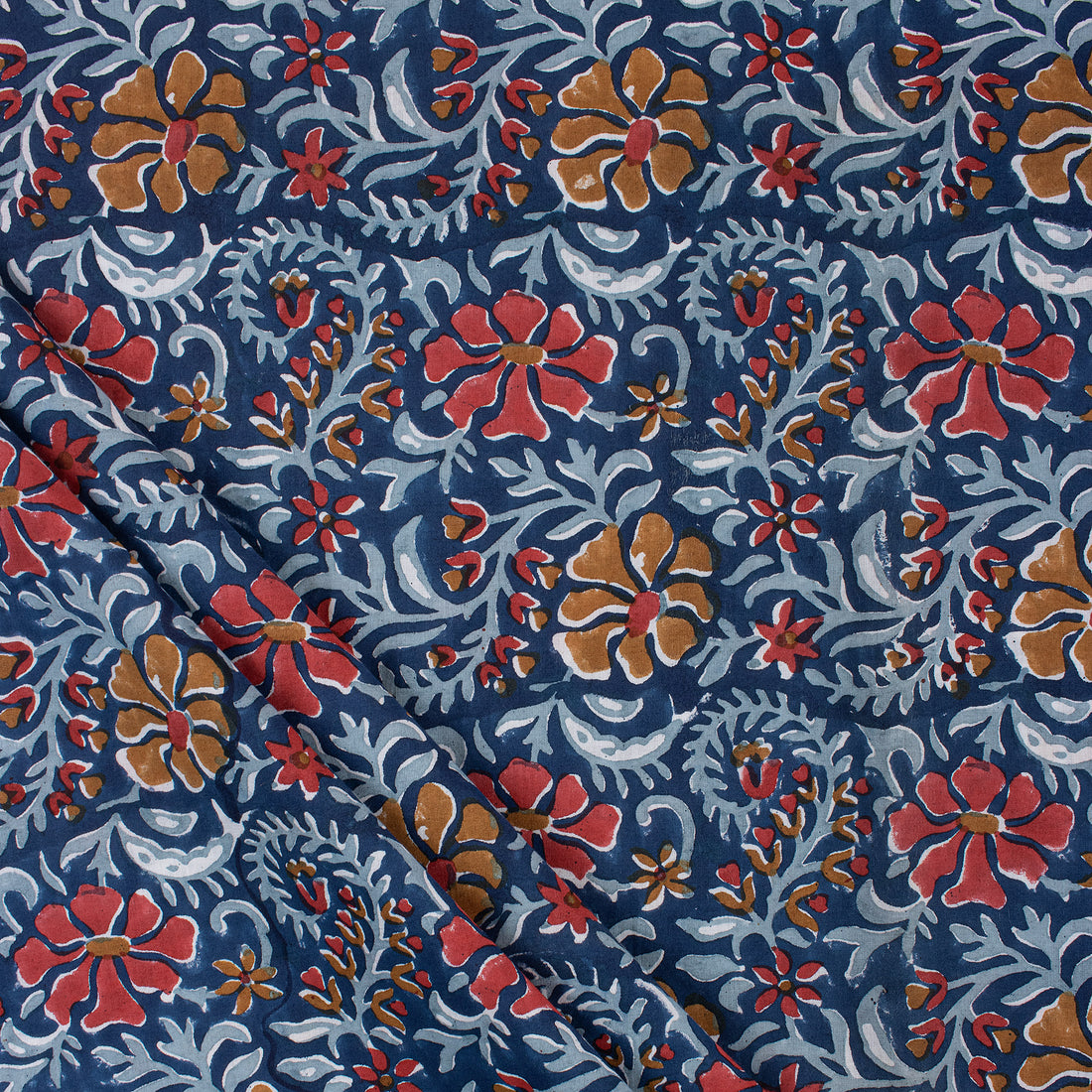 Eco Friendly Floral Hand Blocked Indian Print Material Fabric