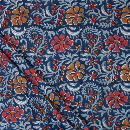 Eco Friendly Floral Hand Blocked Indian Print Material Fabric