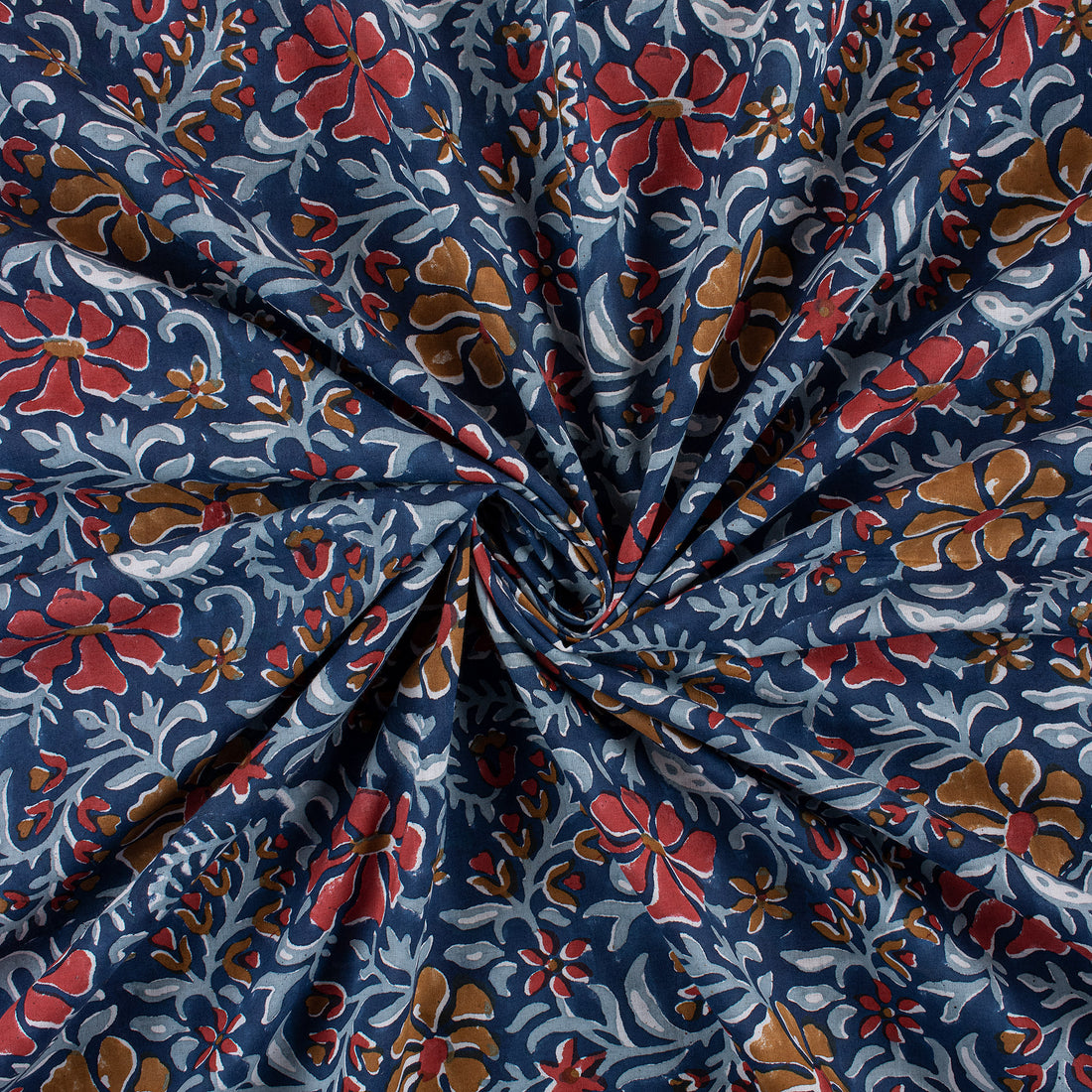Eco Friendly Floral Hand Blocked Indian Print Material Fabric