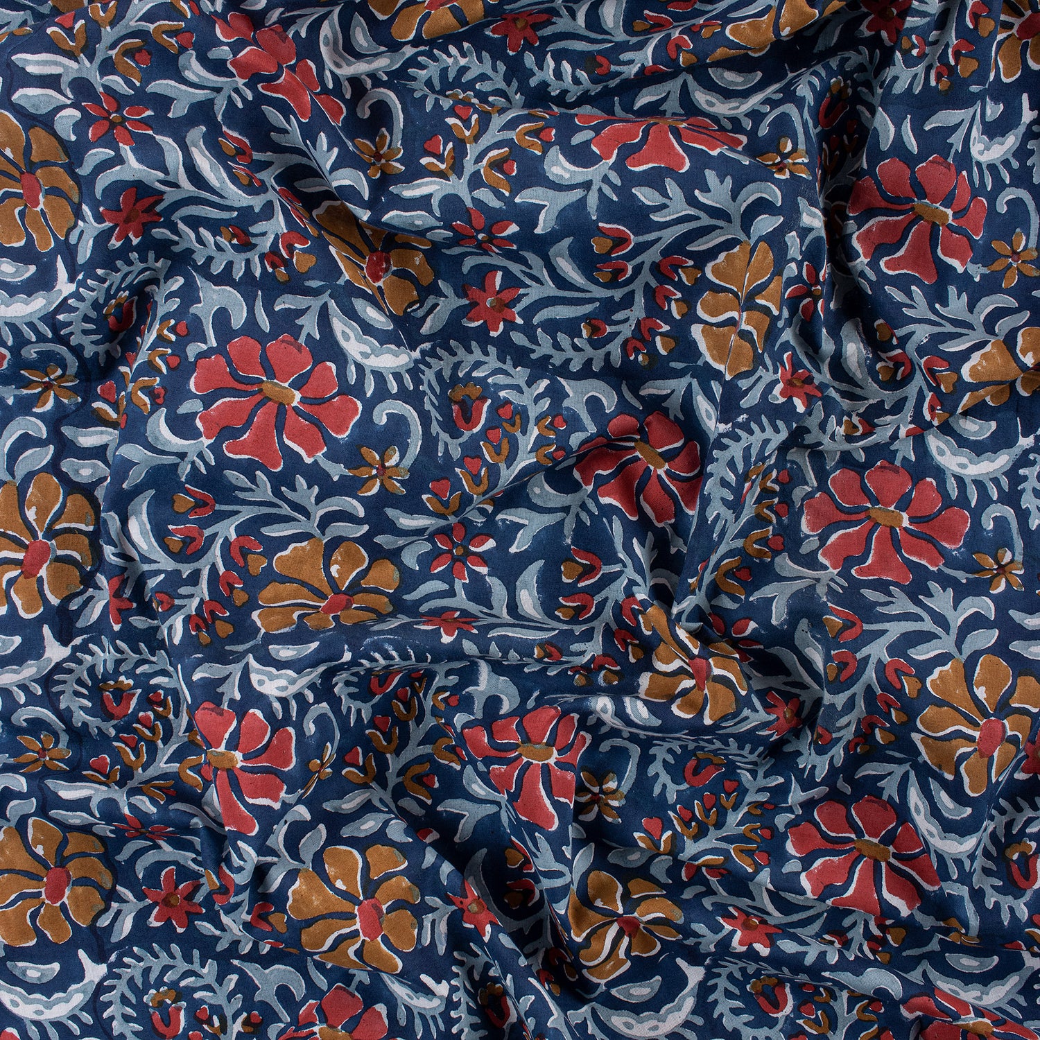 Eco Friendly Floral Hand Blocked Indian Print Material Fabric