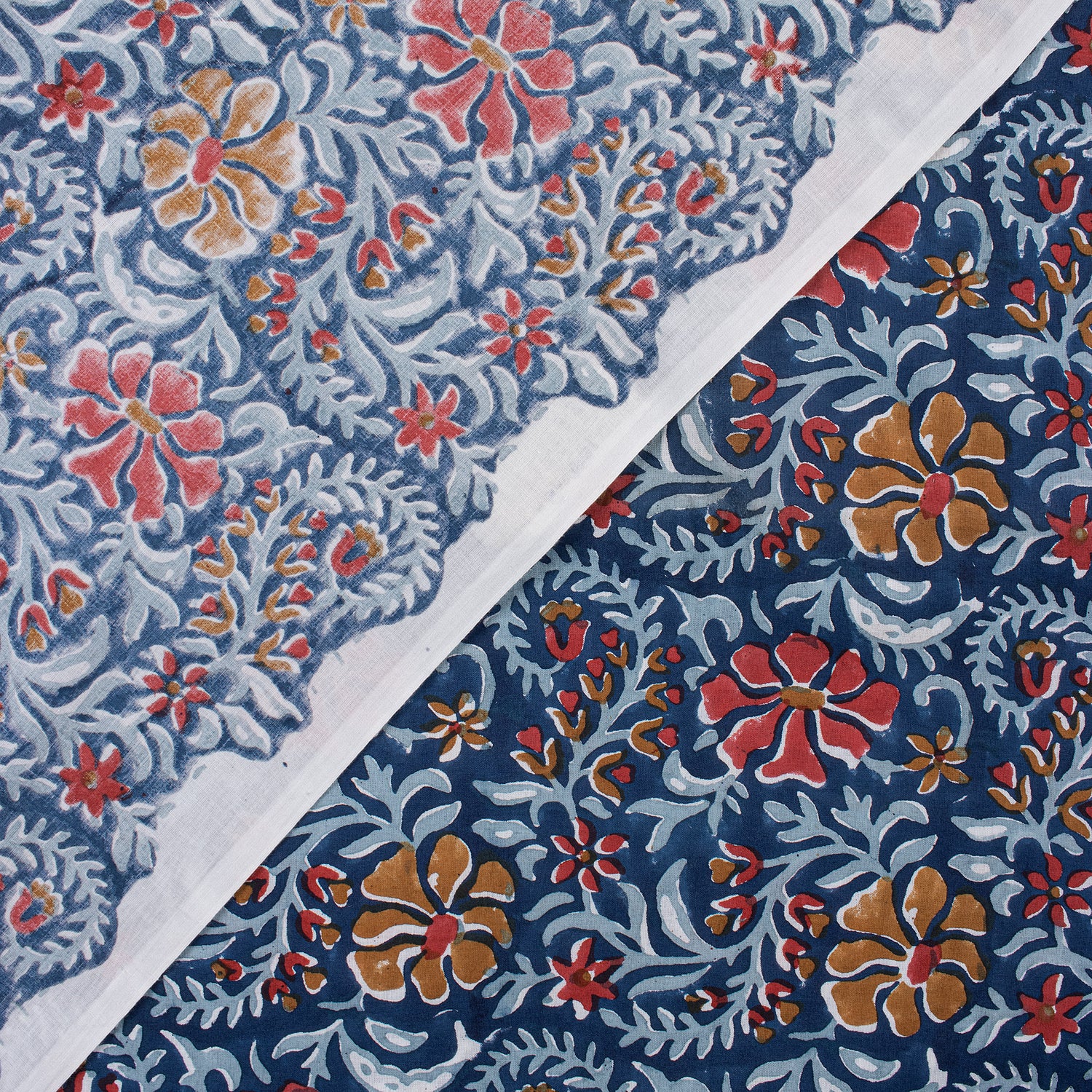 Eco Friendly Floral Hand Blocked Indian Print Material Fabric