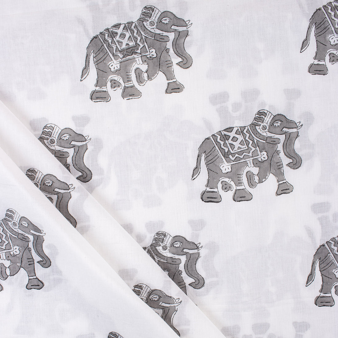 Elephant Hand Block Print Fabric