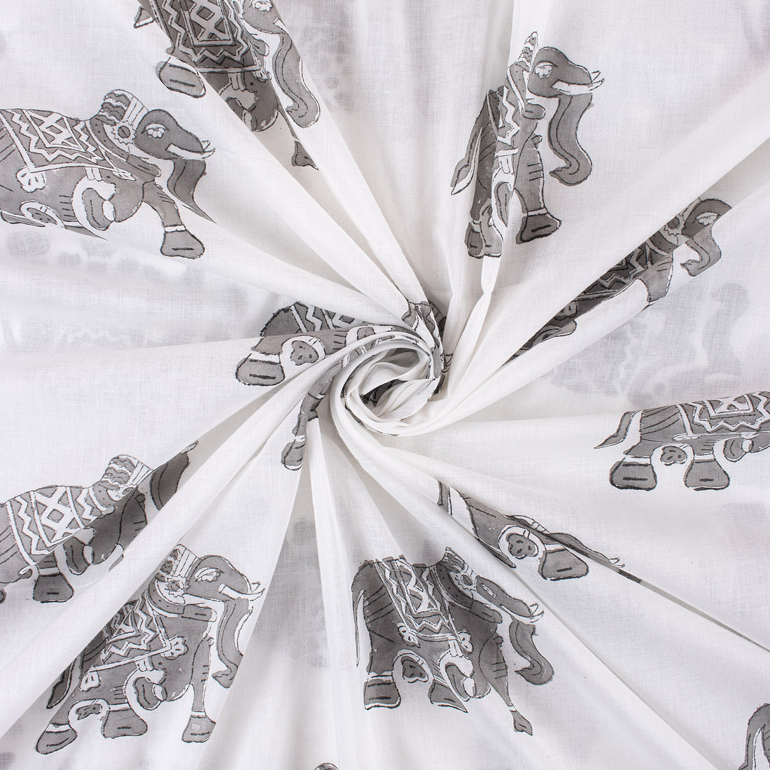 Elephant Hand Block Print Fabric