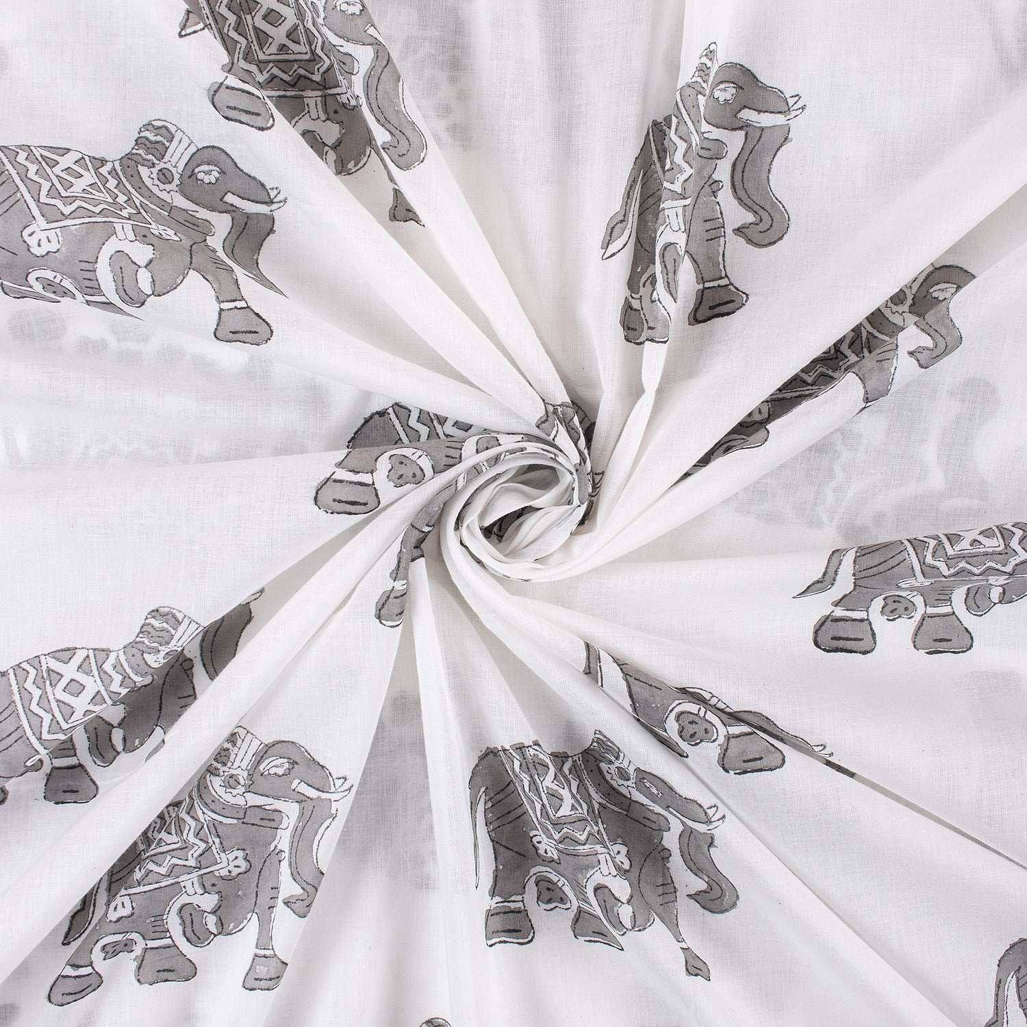 Elephant Hand Block Print Fabric