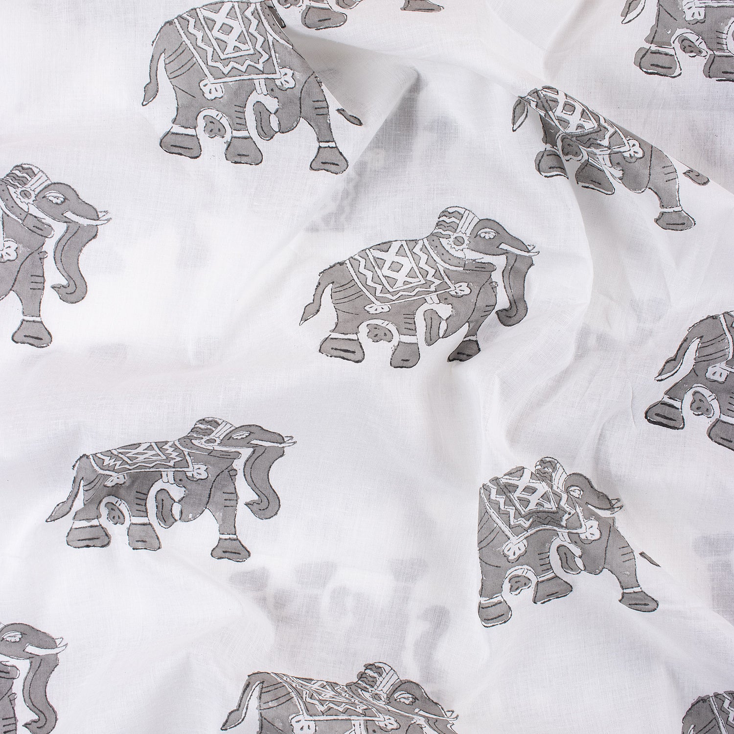 Elephant Hand Block Print Fabric