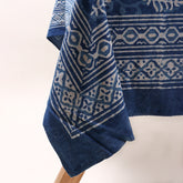 Exclusive Blue Leaf Hand Block Printed Cotton Tablecloth