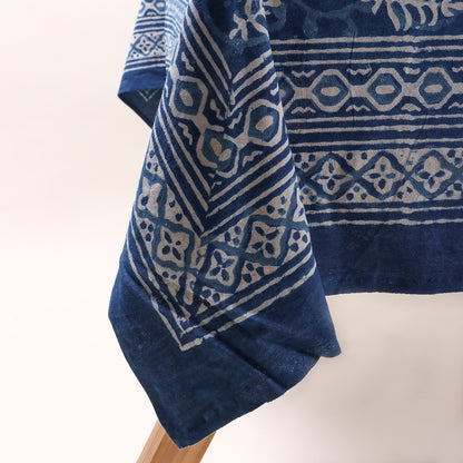Exclusive Blue Leaf Hand Block Printed Cotton Tablecloth