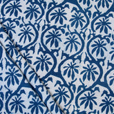 Exclusive Indian Indigo Blue Floral Hand Block Print Fabric