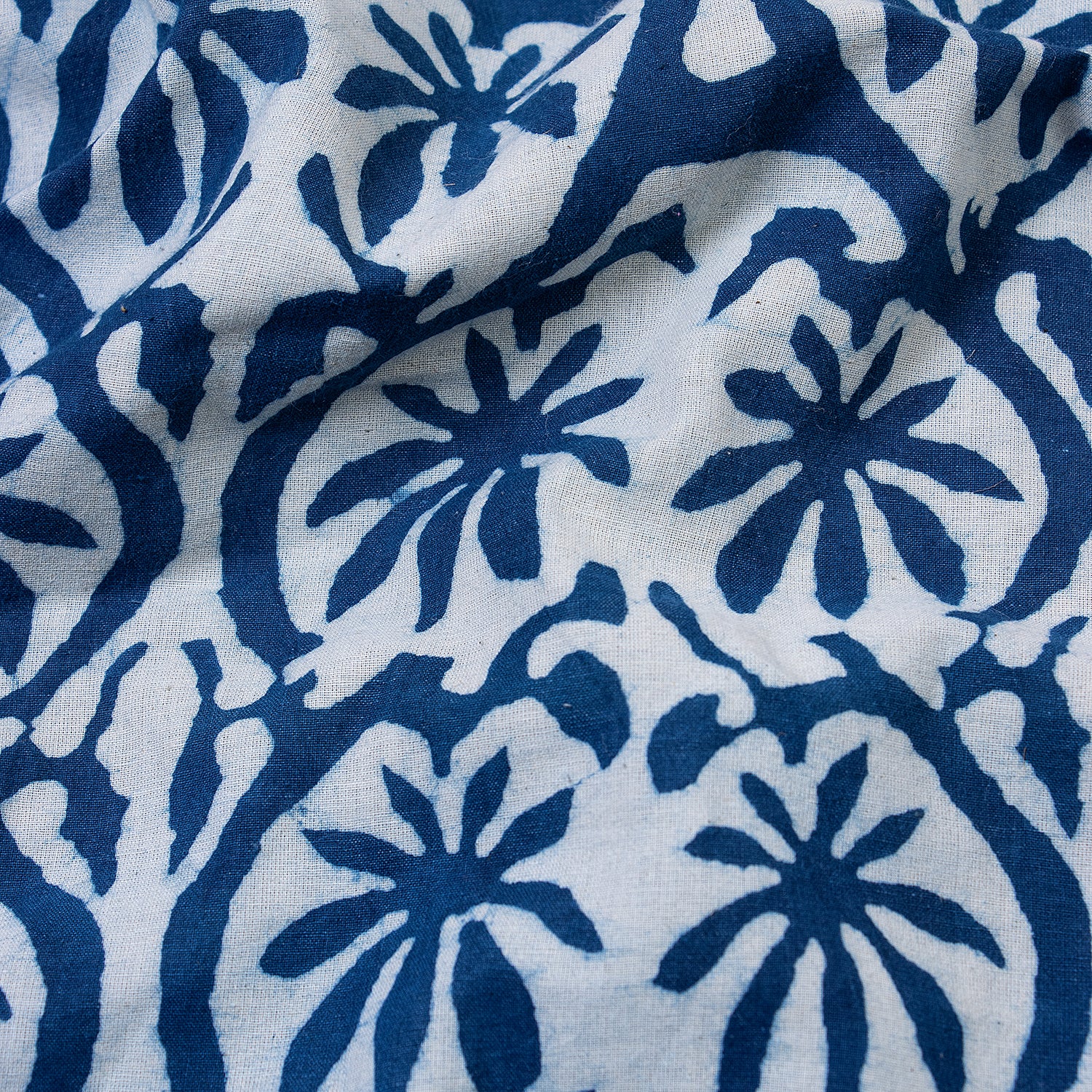 Exclusive Indian Indigo Blue Floral Hand Block Print Fabric
