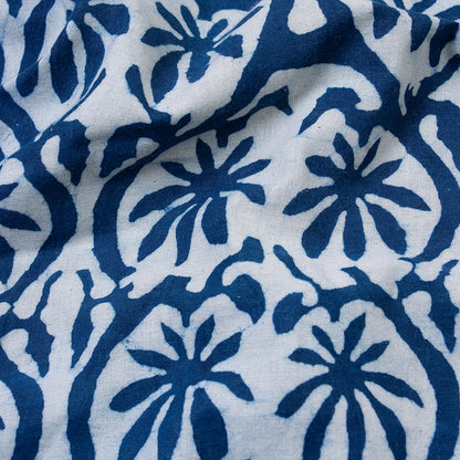Exclusive Indian Indigo Blue Floral Hand Block Print Fabric
