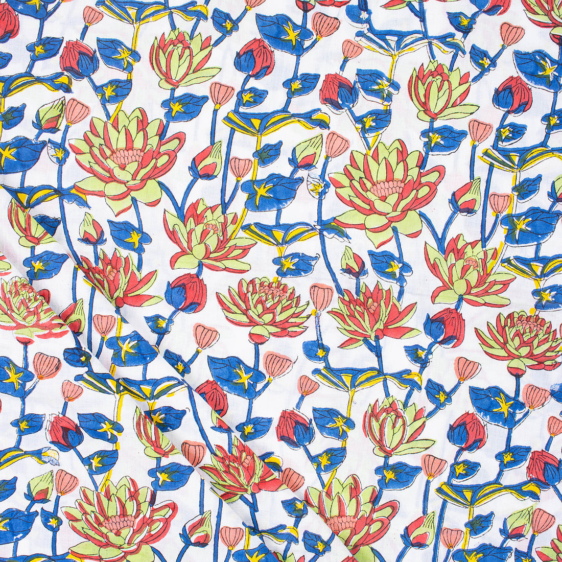 Exclusive Multi Floral Hand Block Print Cotton Fabric