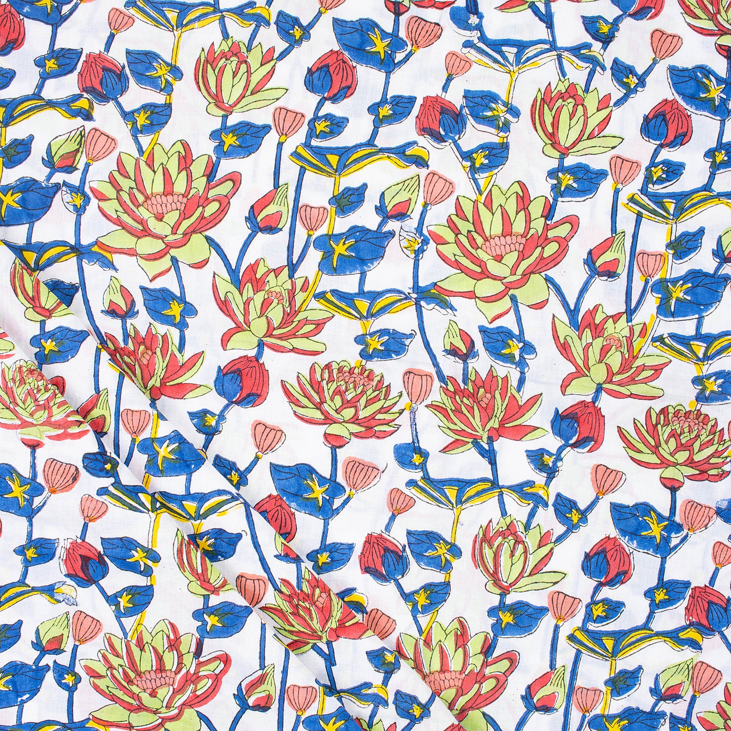 Exclusive Multi Floral Hand Block Print Cotton Fabric