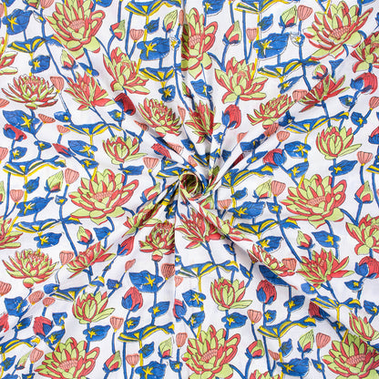 Exclusive Multi Floral Hand Block Print Cotton Fabric