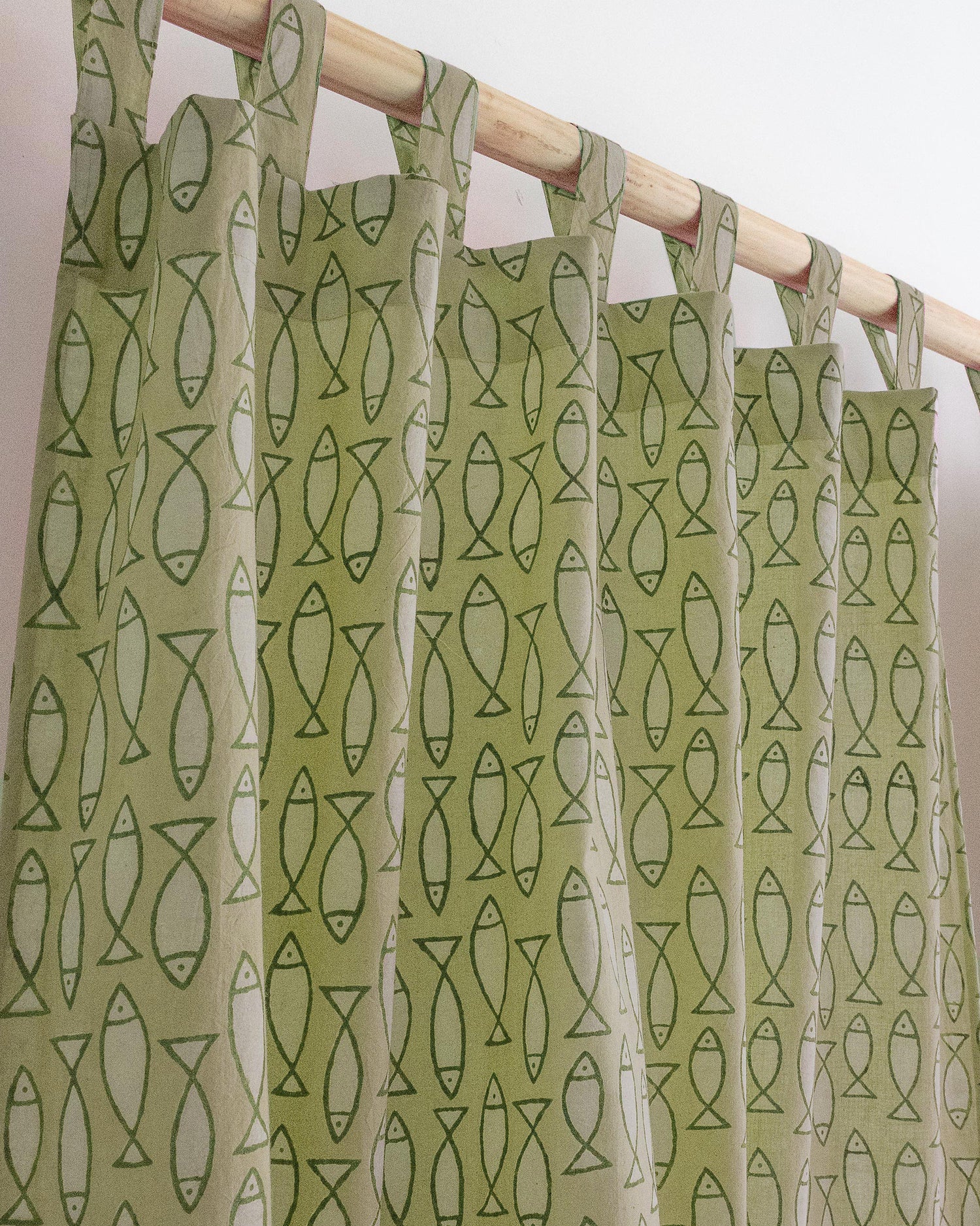 Fish Block Printed Cotton Curtains for Window in India