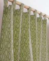 Fish Block Printed Cotton Curtains for Window in India