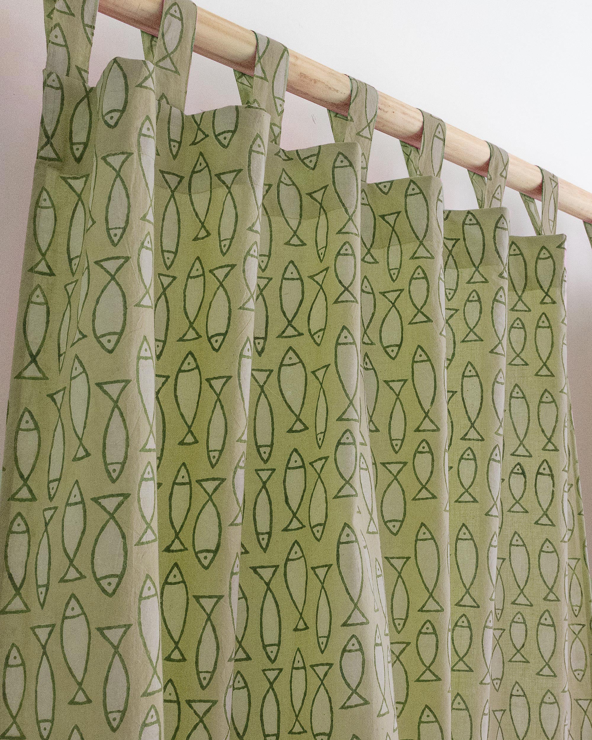 Fish Block Printed Cotton Curtains for Window in India