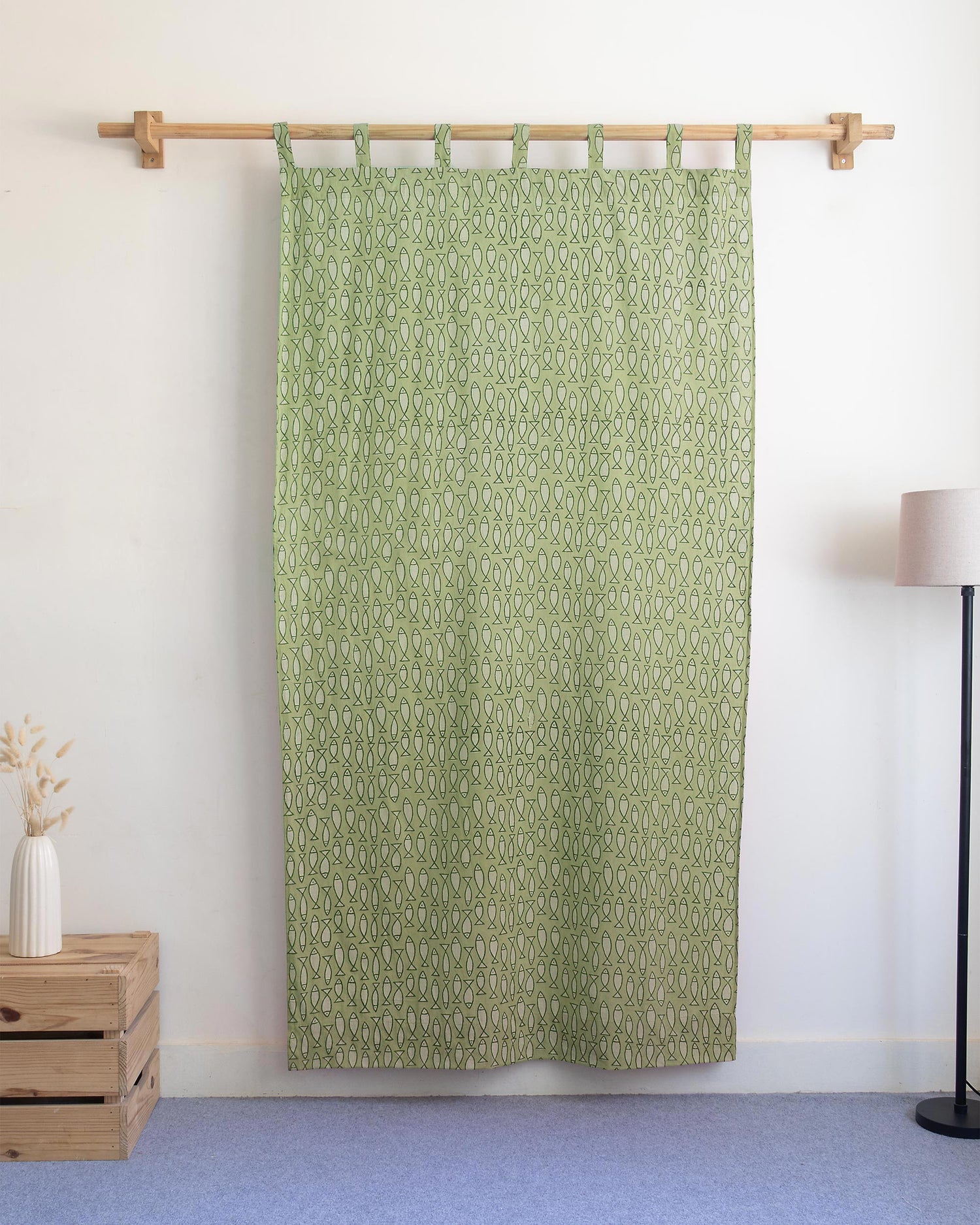 Fish Block Printed Cotton Curtains for Window in India