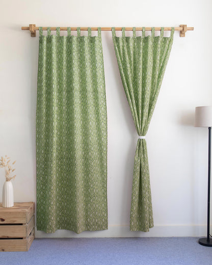 Fish Block Printed Cotton Curtains for Window in India