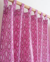 Fish Block Printed Curtains Set for Door and Window