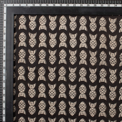 Fish Hand Block Printed Cotton Bagru Fabric