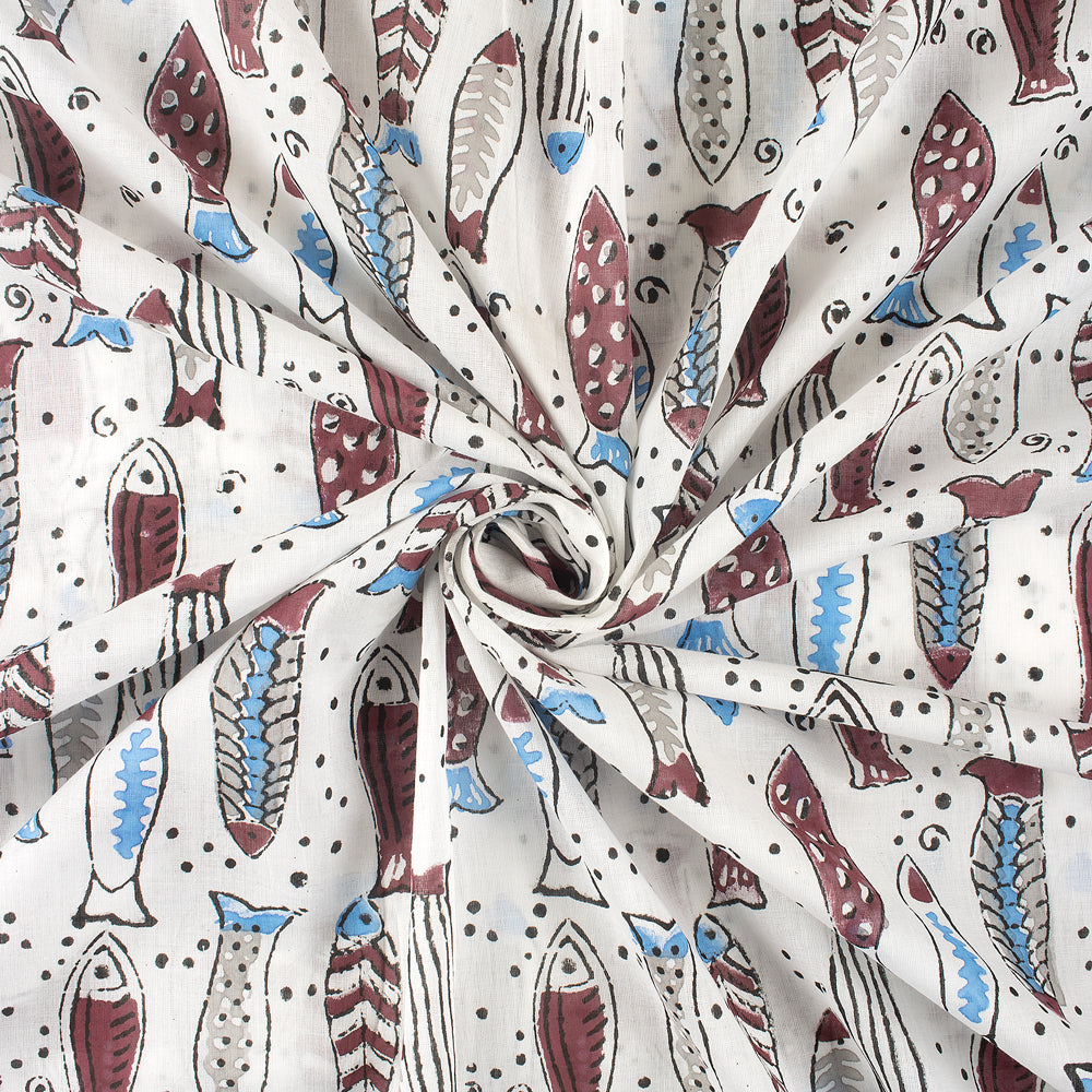 Fish Indian Hand Block Print Cotton Fabric