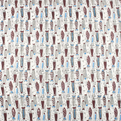 Fish Indian Hand Block Print Cotton Fabric