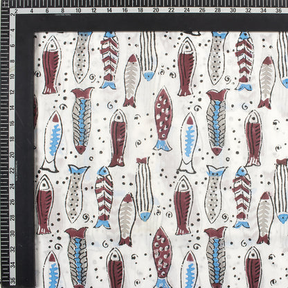 Fish Indian Hand Block Print Cotton Fabric