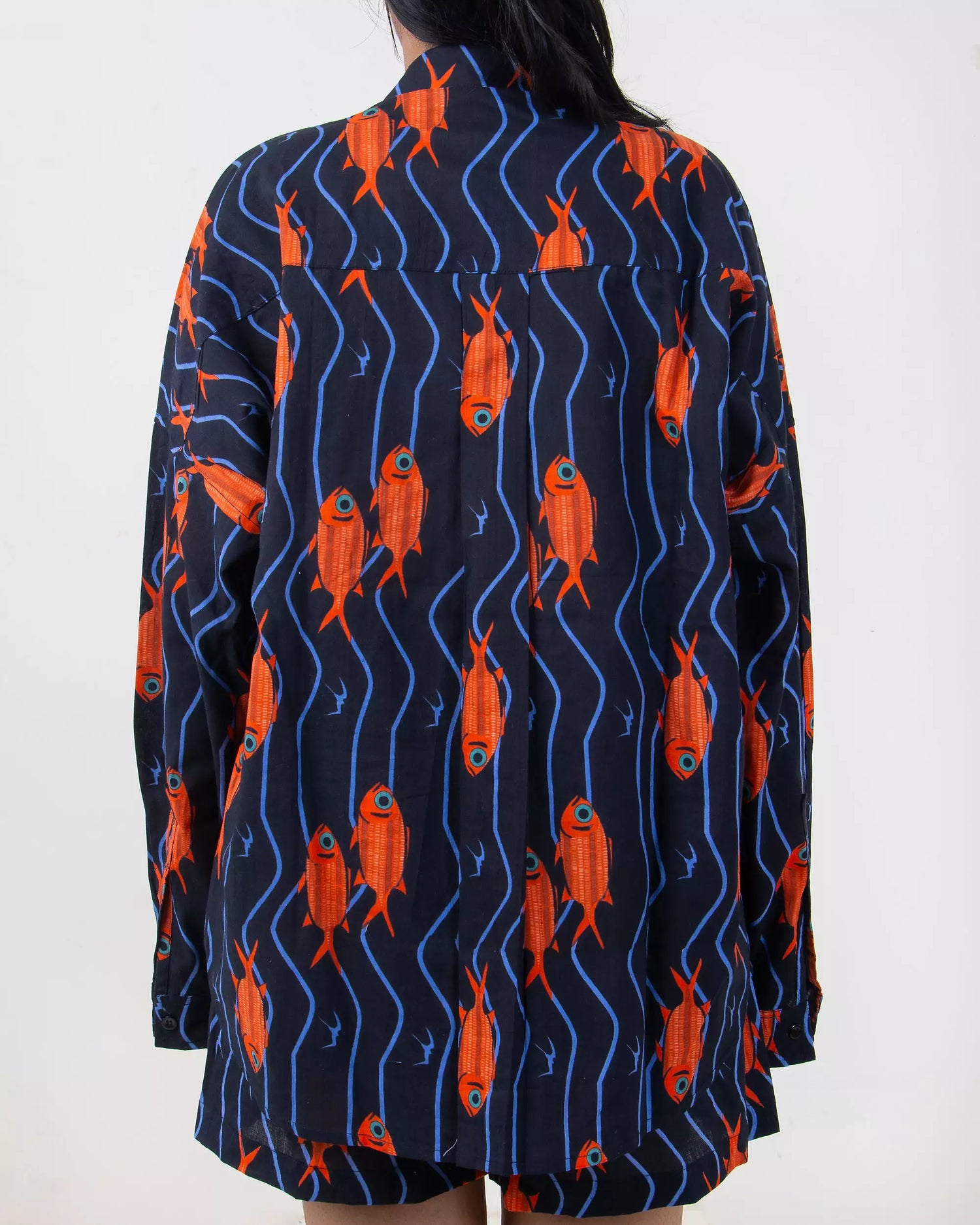 Fish Print Hand Block Organic Cotton Co-Ord Set Womens