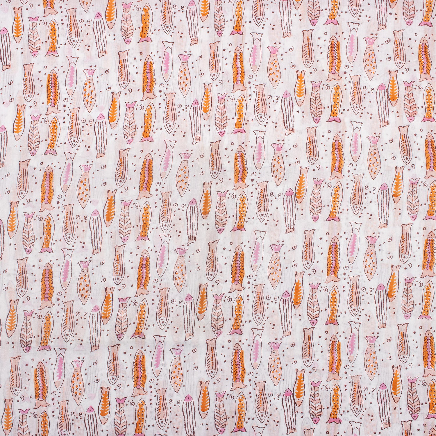 Fish Print Indian Hand Block Cotton Material Fabric