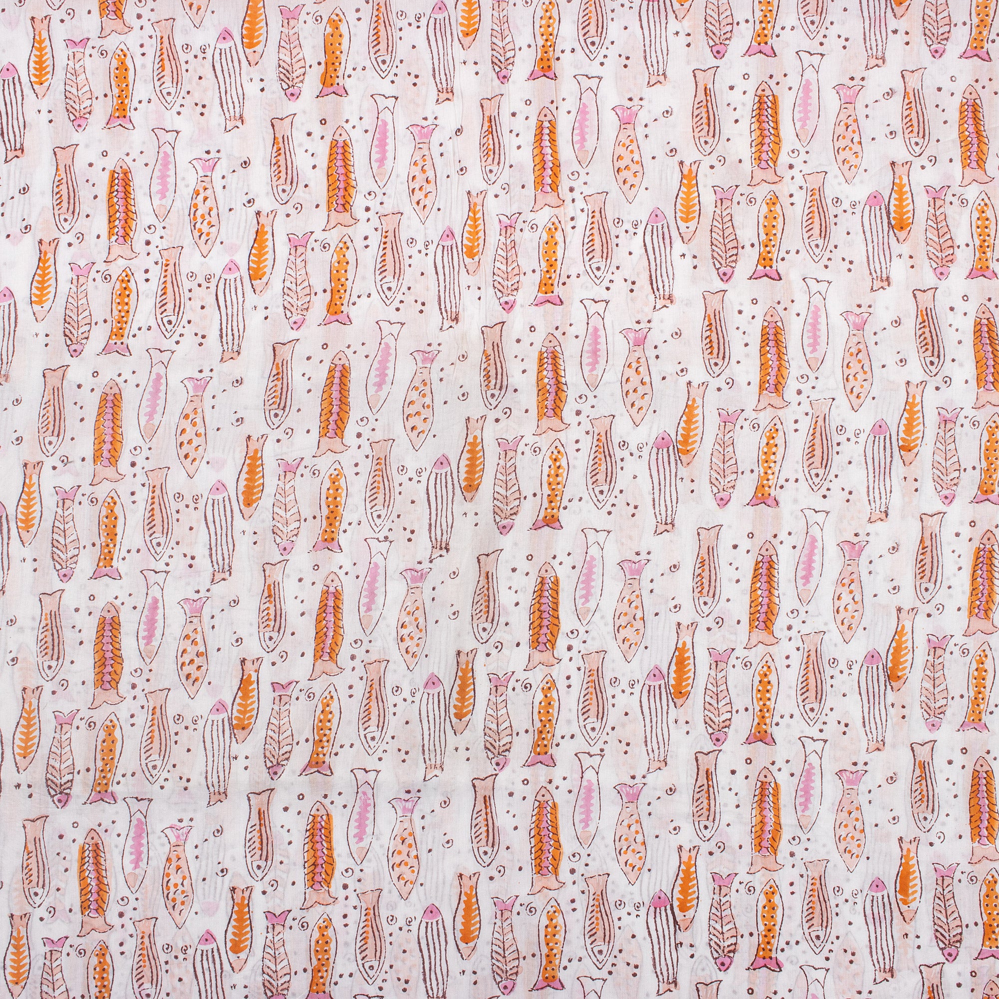 Fish Print Indian Hand Block Cotton Material Fabric