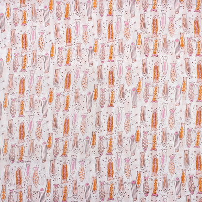 Fish Print Indian Hand Block Cotton Material Fabric