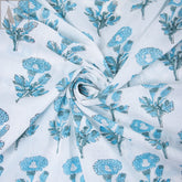 Floral Block Print Cotton Running Fabric