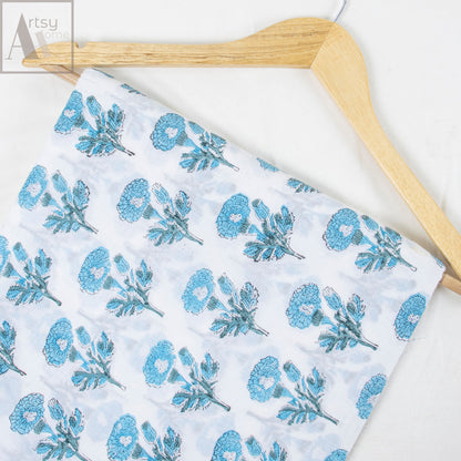 Floral Block Print Cotton Running Fabric