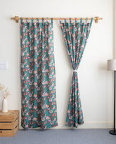 Floral Block Printed Cotton Curtain for Kitchen