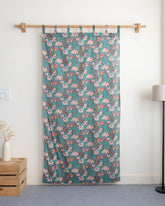 Floral Block Printed Cotton Curtain for Kitchen