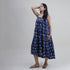 Floral Block Printed Cotton Stylish Midi Dress