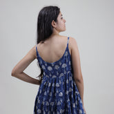 Floral Block Printed Cotton Stylish Midi Dress