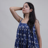 Floral Block Printed Cotton Stylish Midi Dress